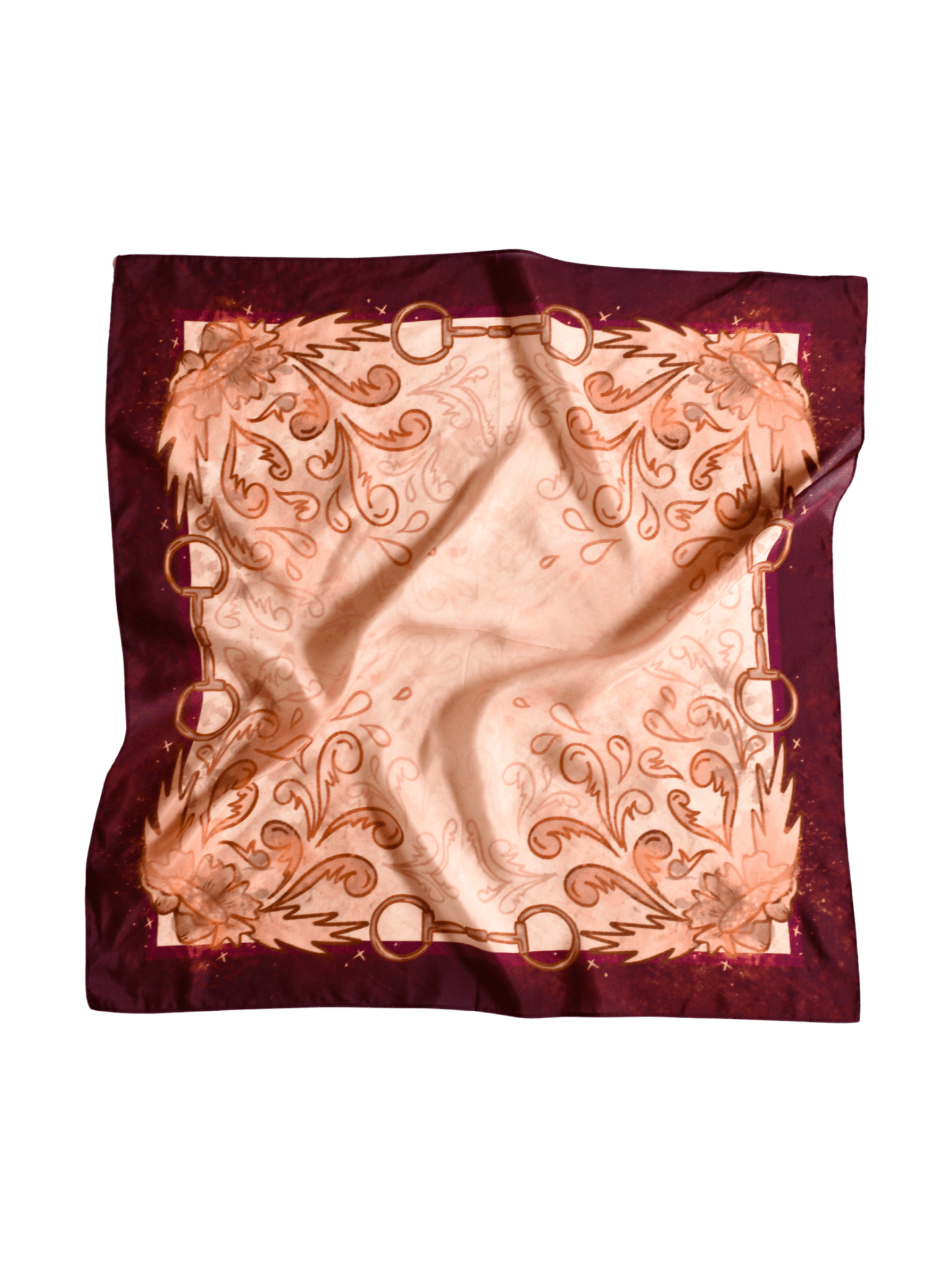Show Day D Ring Snaffle Bit Large 100% Mulberry Silk 35x35: Wild Rag Scarf in Vintage Plum - Courbe et Compagnie
