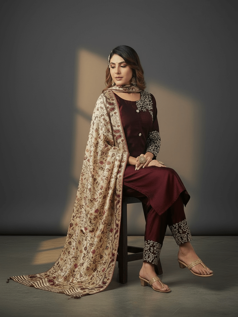 Silk Kurti Set — Festive & Formal Party Wear - Courbe et Compagnie