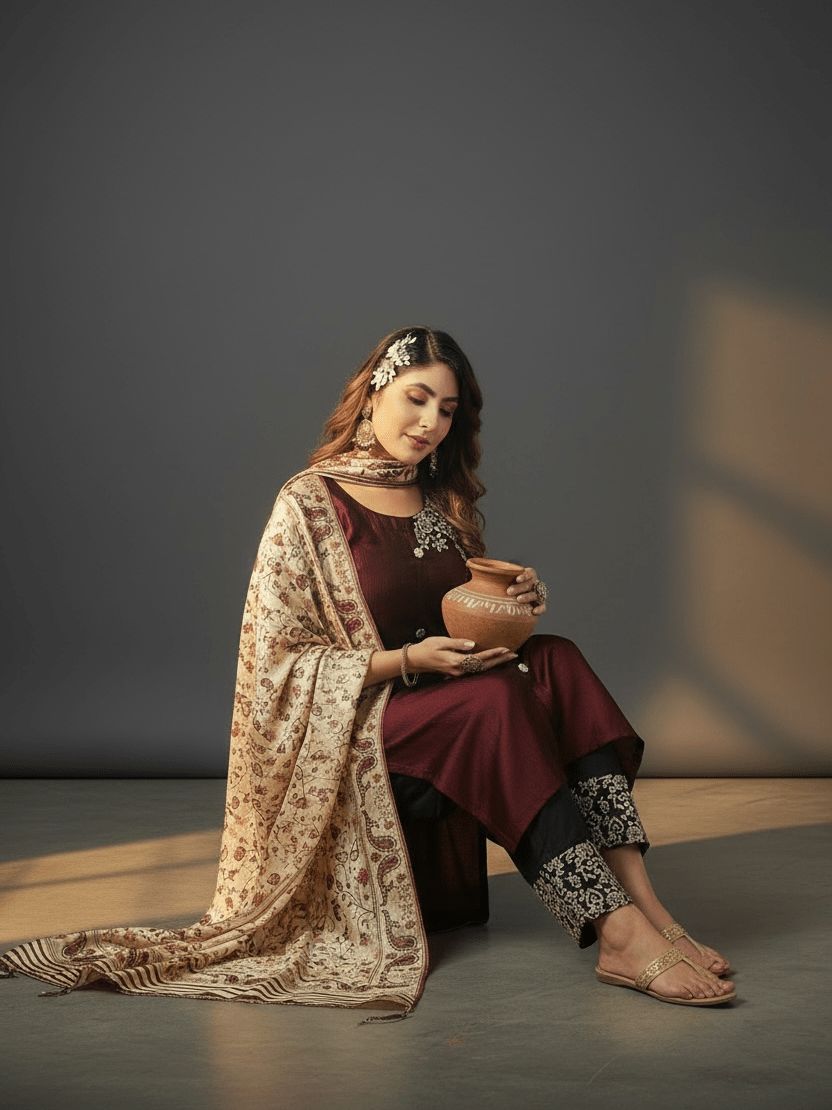 Silk Kurti Set — Festive & Formal Party Wear - Courbe et Compagnie