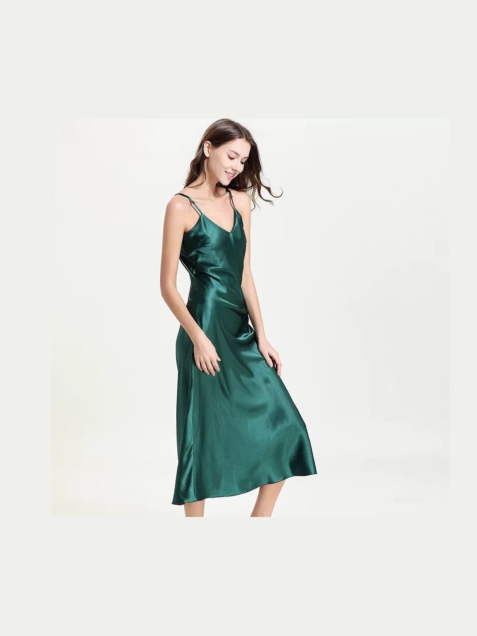 Silky Lace Tea-Length Night Dress Slip — Multiple Colors - Courbe et Compagnie