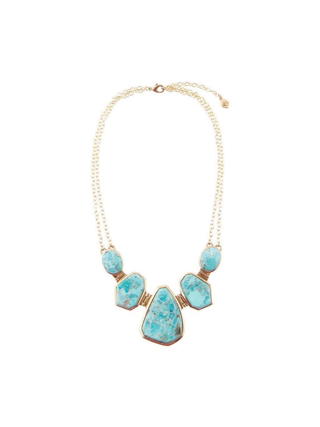 Slabs of Blue Turquoise Golden Statement Necklace - Courbe et Compagnie