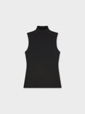 Sleeveless Mock Turtleneck Top — Black - Courbe et Compagnie