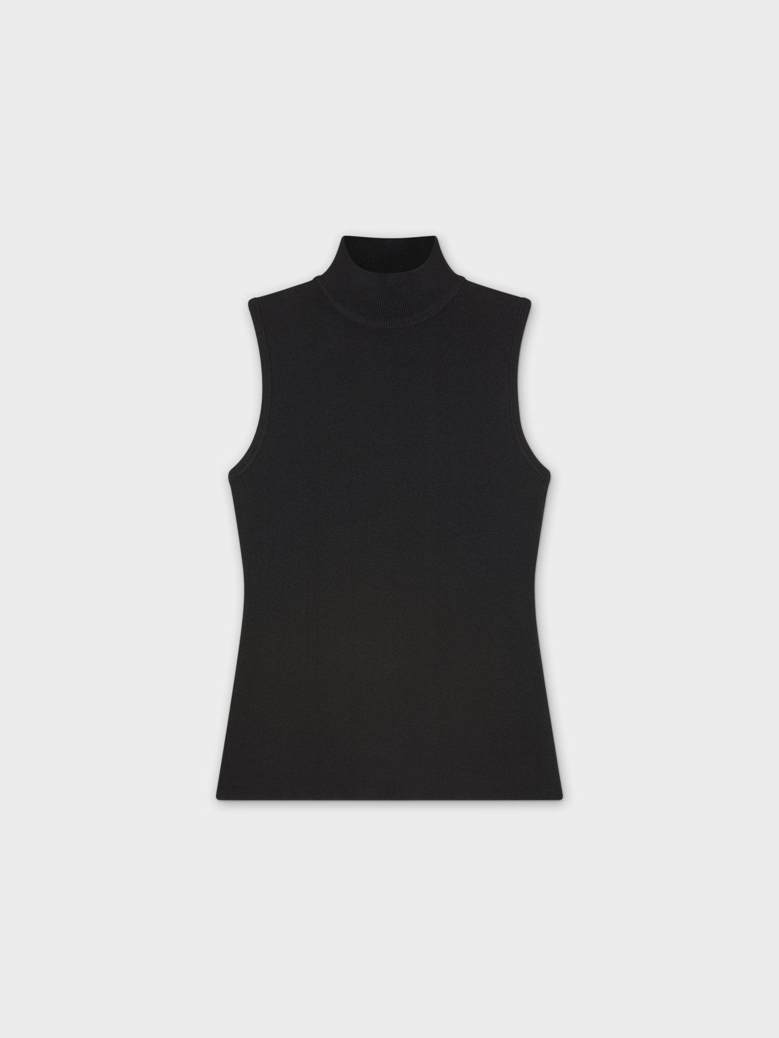 Sleeveless Mock Turtleneck Top — Black - Courbe et Compagnie