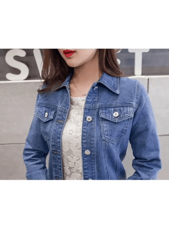 Slim-Fit Denim Jacket – Classic Button-Up Jean Coat - Courbe et Compagnie