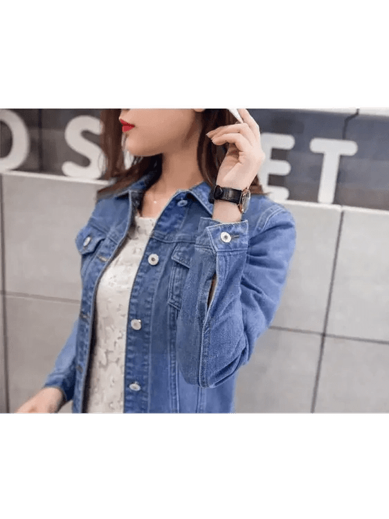 Slim-Fit Denim Jacket – Classic Button-Up Jean Coat - Courbe et Compagnie