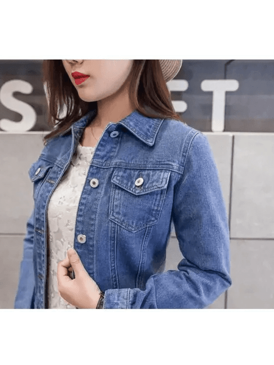 Slim-Fit Denim Jacket – Classic Button-Up Jean Coat - Courbe et Compagnie