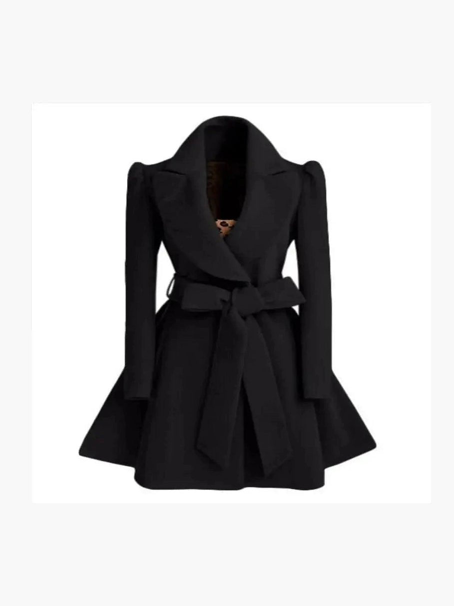 Slim-Fit Wool-Blend Coat – Classic V-Neck Overcoat in 3 Colors - Courbe et Compagnie