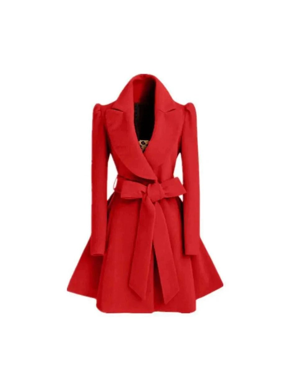 Slim-Fit Wool-Blend Coat – Classic V-Neck Overcoat in 3 Colors - Courbe et Compagnie