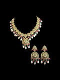 SN20 Ruby emerald pearl necklace with earrings|92.5silver gold plated ( READY TO SHIP ) - Courbe et Compagnie