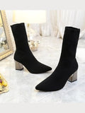 Sock Boots Women Pointed Toe High Heel Shoes Ladies - Courbe et Compagnie