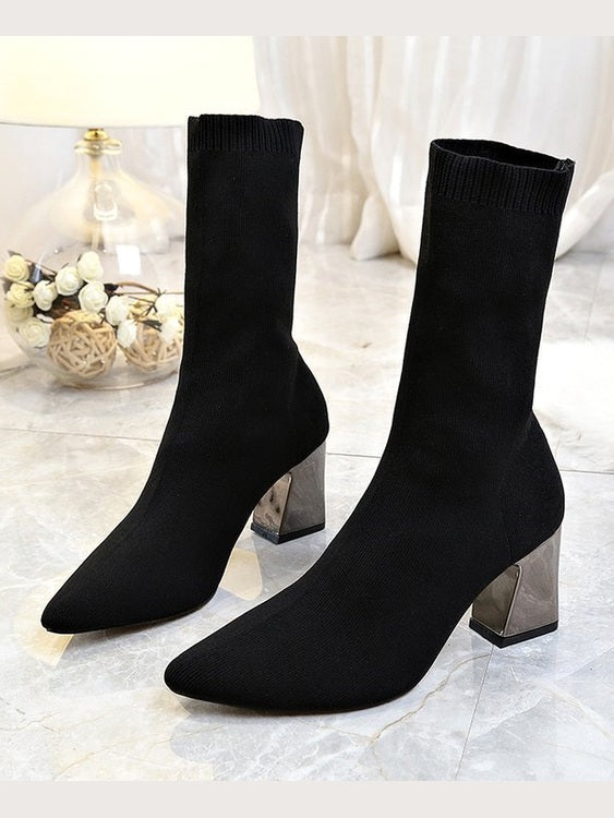 Sock Boots Women Pointed Toe High Heel Shoes Ladies - Courbe et Compagnie