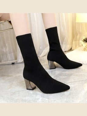 Sock Boots Women Pointed Toe High Heel Shoes Ladies - Courbe et Compagnie