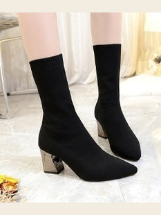 Sock Boots Women Pointed Toe High Heel Shoes Ladies - Courbe et Compagnie