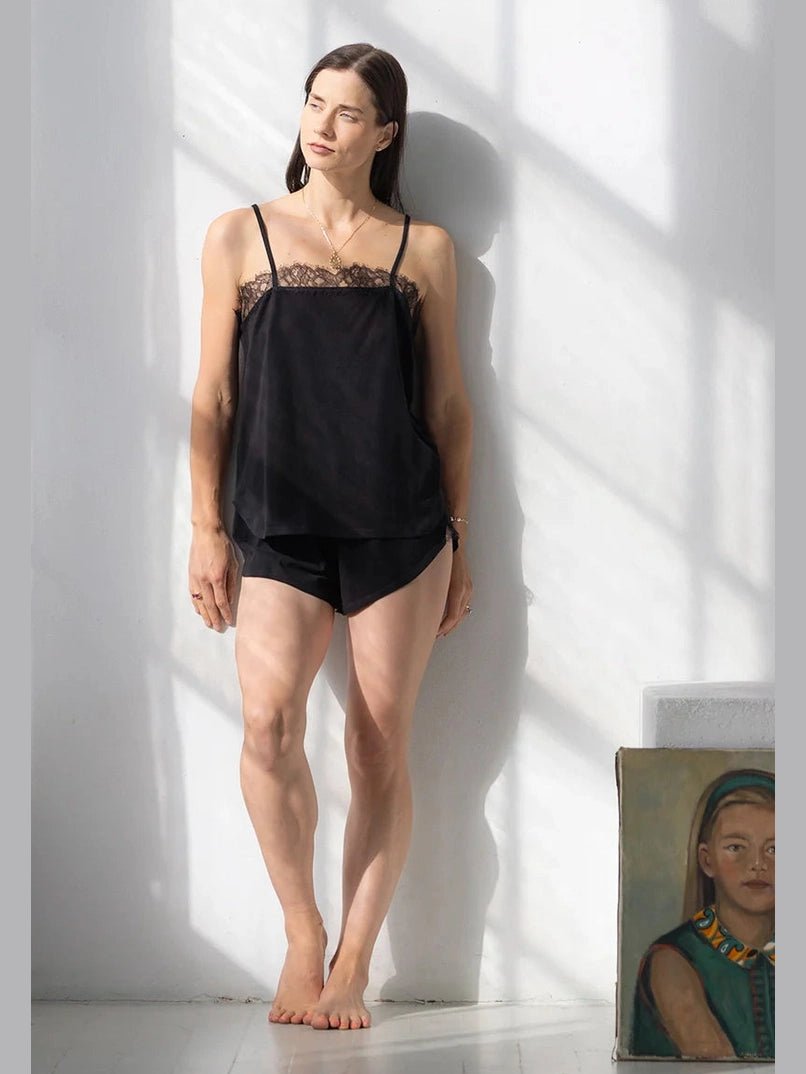 Sofia Brushed Pima Cotton Lace Camisole & Shorts Set - Courbe et Compagnie