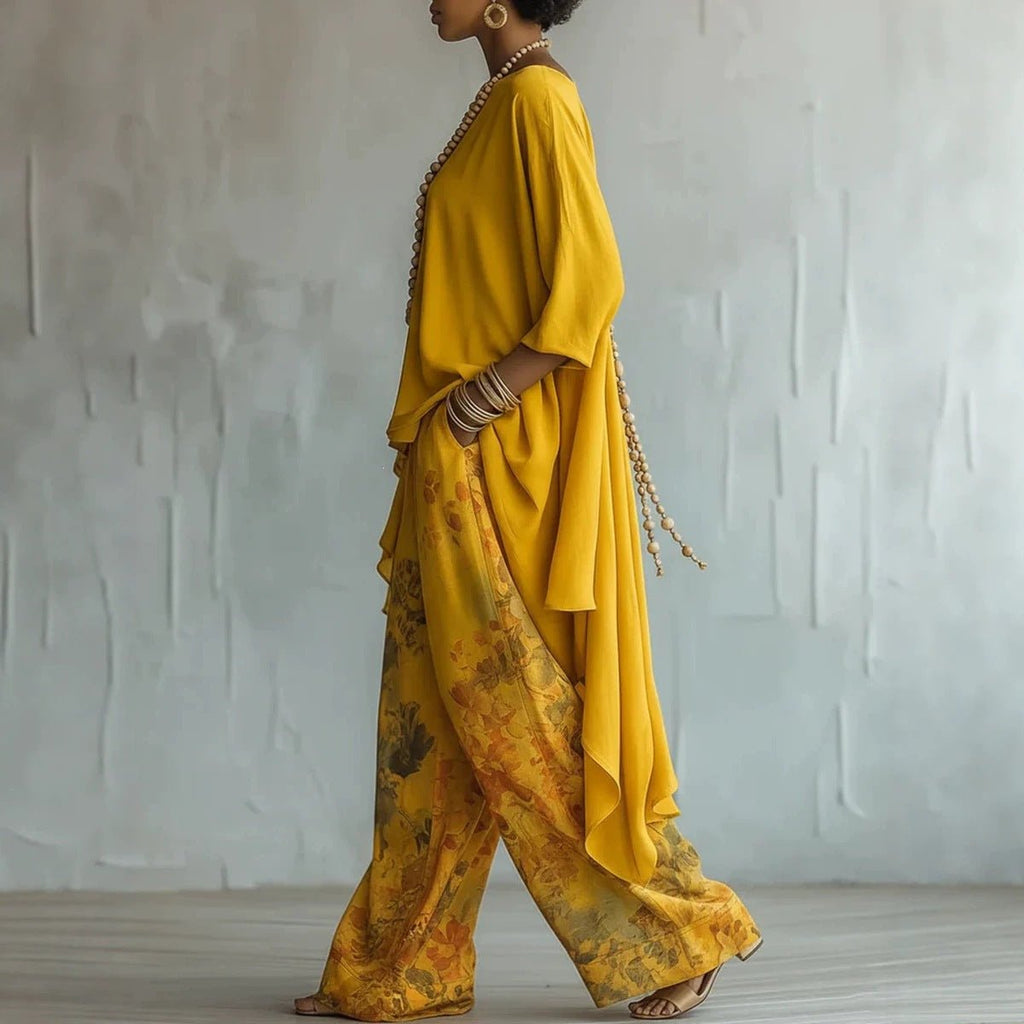 Solid Color Sleeveless Top & Wide-Leg Pants Two-Piece Set - Courbe et Compagnie