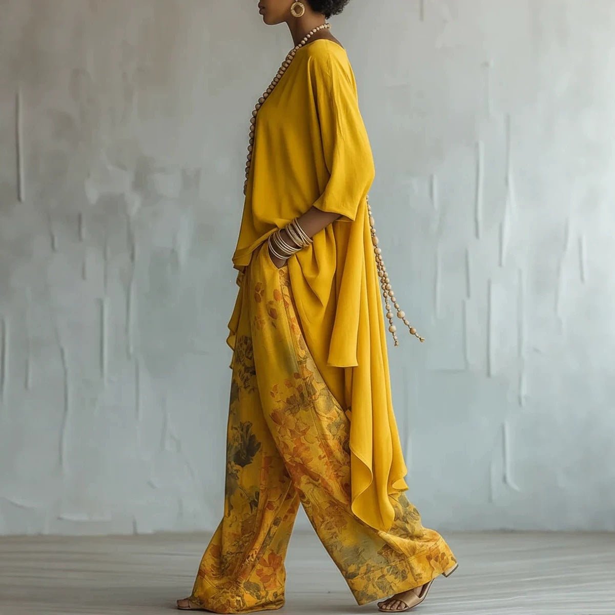 Solid Color Sleeveless Top & Wide-Leg Pants Two-Piece Set - Courbe et Compagnie