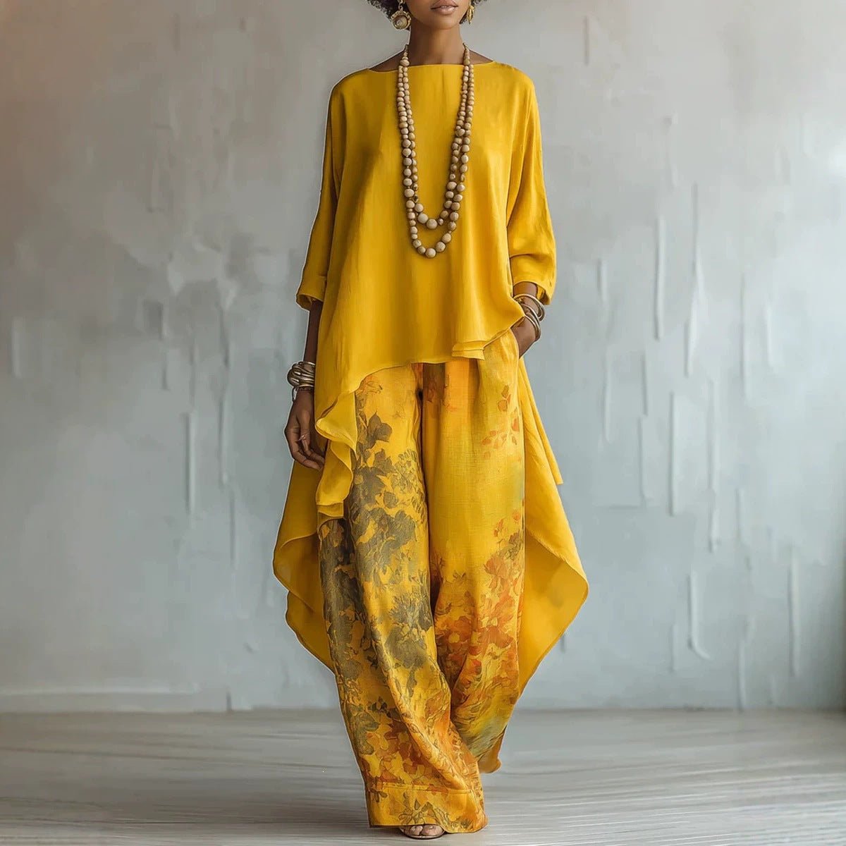 Solid Color Sleeveless Top & Wide-Leg Pants Two-Piece Set - Courbe et Compagnie