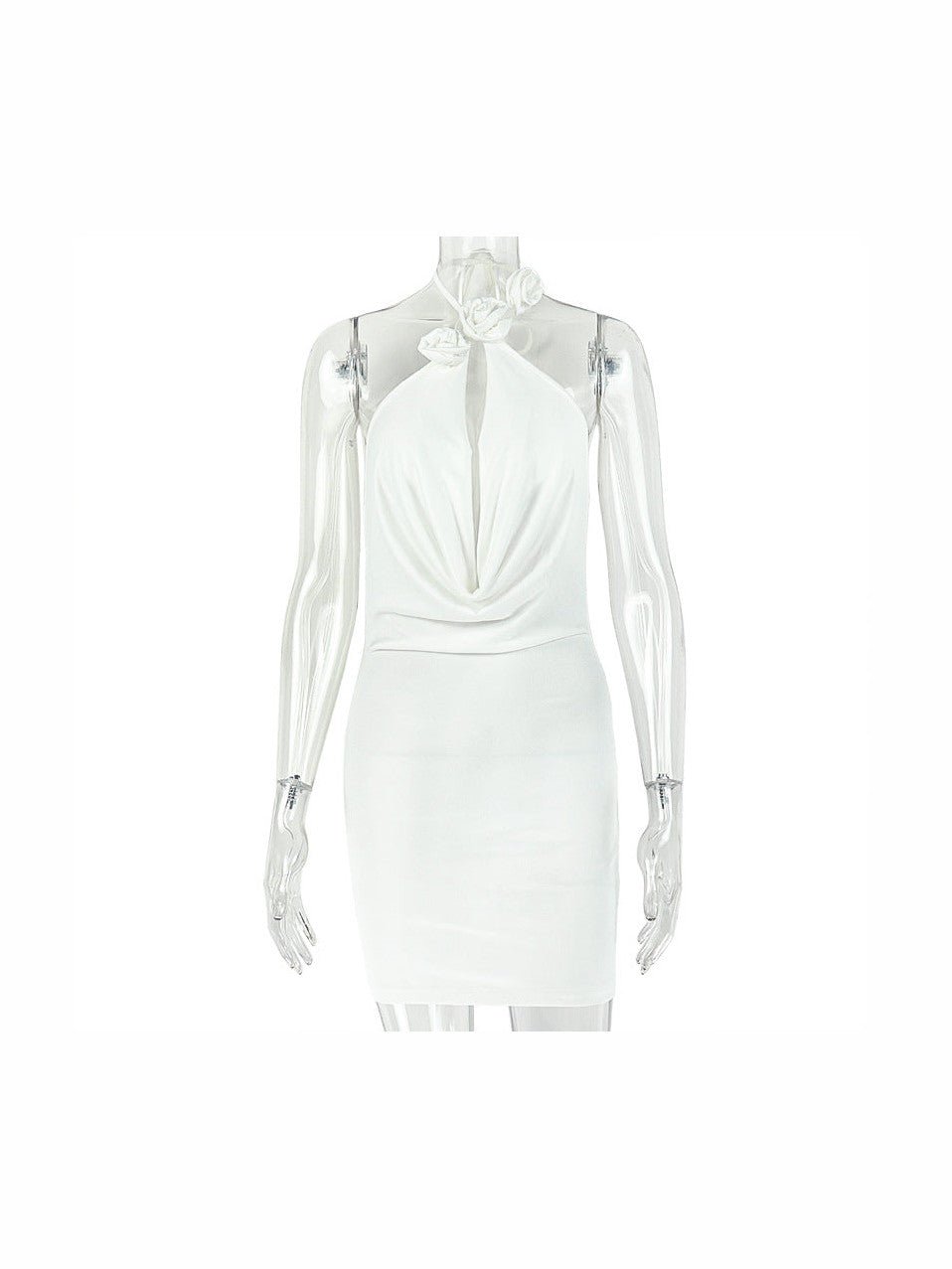 Solid Color Women Slim Fit Street Sleeveless Design Hip Dress Hanging Collar Short Sleeveless Dress - Courbe et Compagnie