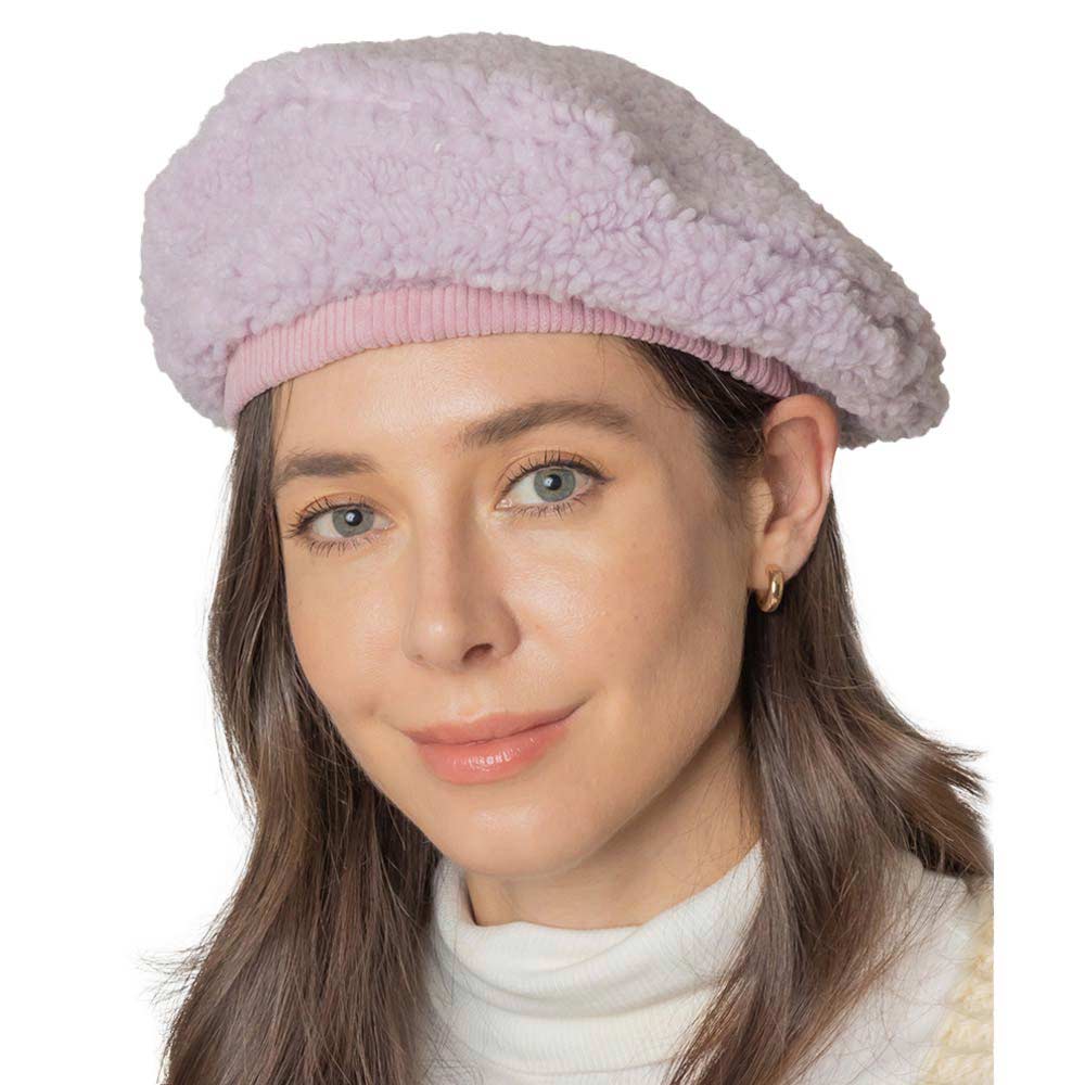 Solid Sherpa Beret Hat - Courbe et Compagnie