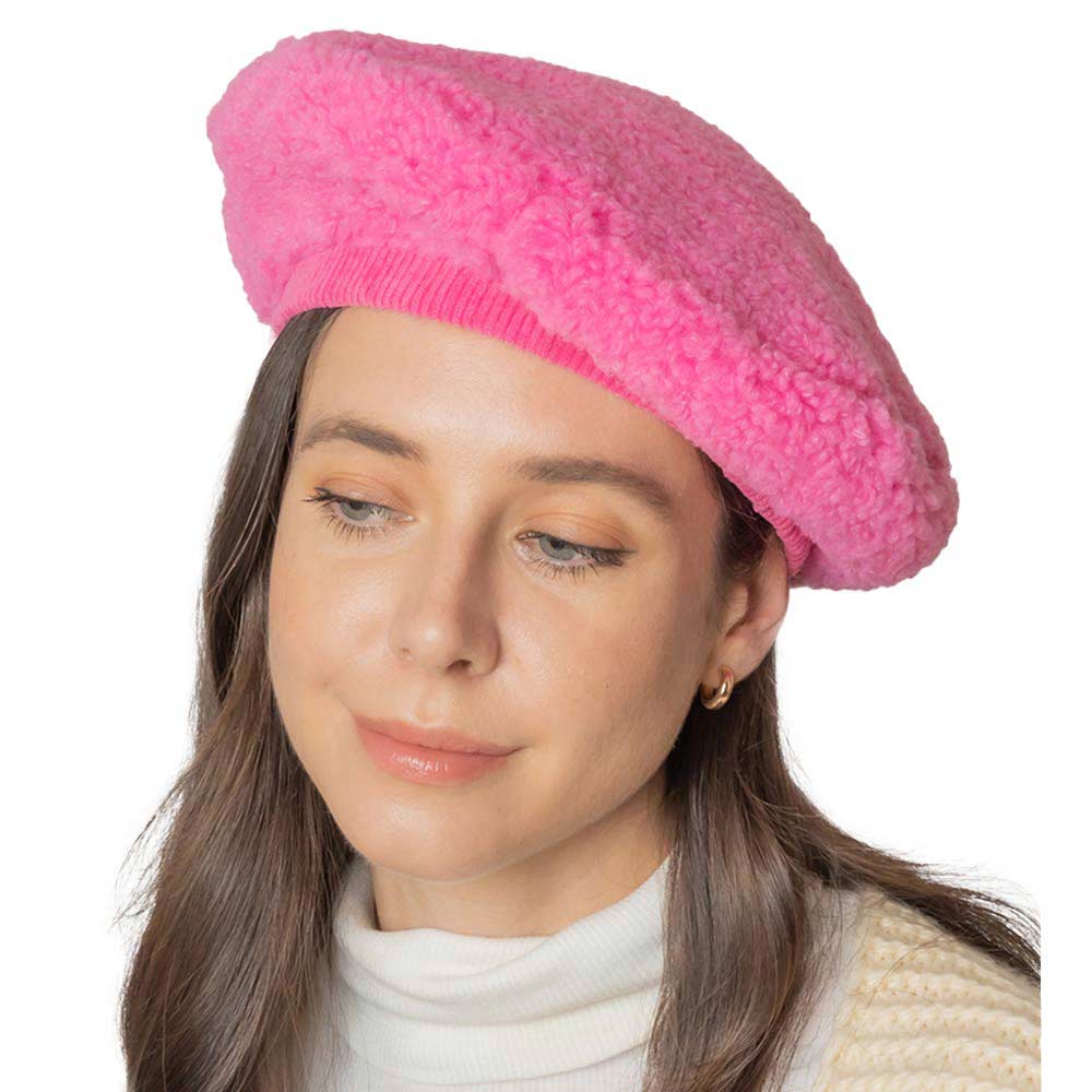 Solid Sherpa Beret Hat - Courbe et Compagnie