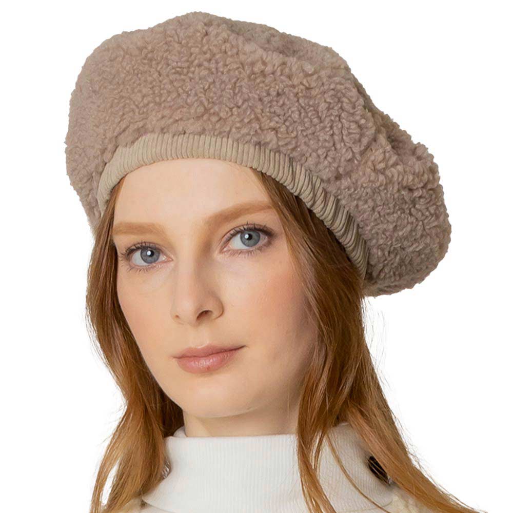 Solid Sherpa Beret Hat - Courbe et Compagnie