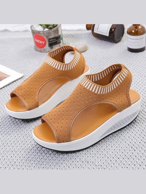 Sport Women's Comfortable Footwear Summer Platform Sandals Shoes Female Slip On Peep Toe Knitted Footwear Summer Sandals Women Shoes Female Slip On Elegant Sneakers - Courbe et Compagnie