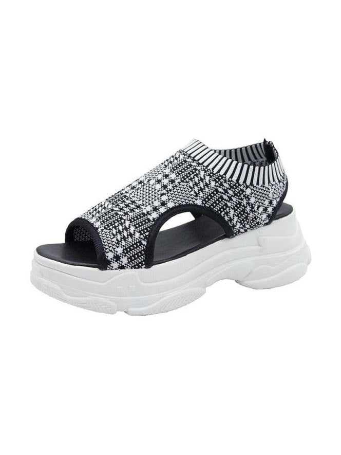 Sport Women's Comfortable Footwear Summer Platform Sandals Shoes Female Slip On Peep Toe Knitted Footwear Summer Sandals Women Shoes Female Slip On Elegant Sneakers - Courbe et Compagnie