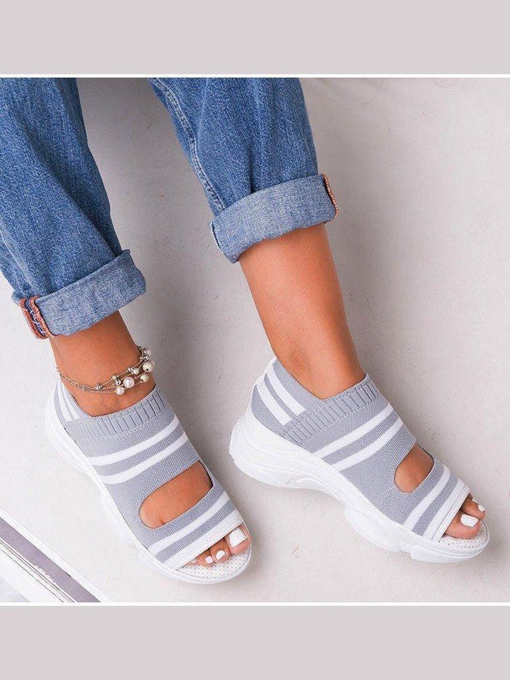 Sport Women's Comfortable Footwear Summer Platform Sandals Shoes Female Slip On Peep Toe Knitted Footwear Summer Sandals Women Shoes Female Slip On Elegant Sneakers - Courbe et Compagnie