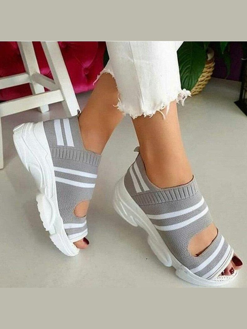 Sport Women's Comfortable Footwear Summer Platform Sandals Shoes Female Slip On Peep Toe Knitted Footwear Summer Sandals Women Shoes Female Slip On Elegant Sneakers - Courbe et Compagnie