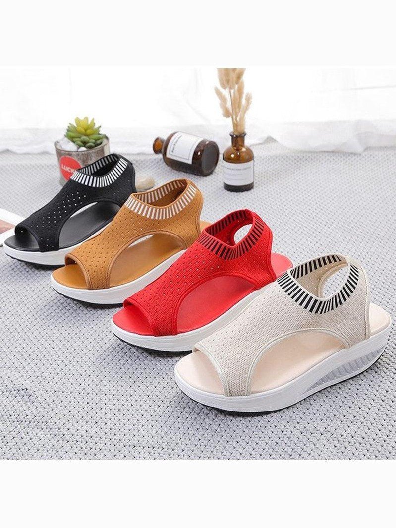 Sport Women's Comfortable Footwear Summer Platform Sandals Shoes Female Slip On Peep Toe Knitted Footwear Summer Sandals Women Shoes Female Slip On Elegant Sneakers - Courbe et Compagnie