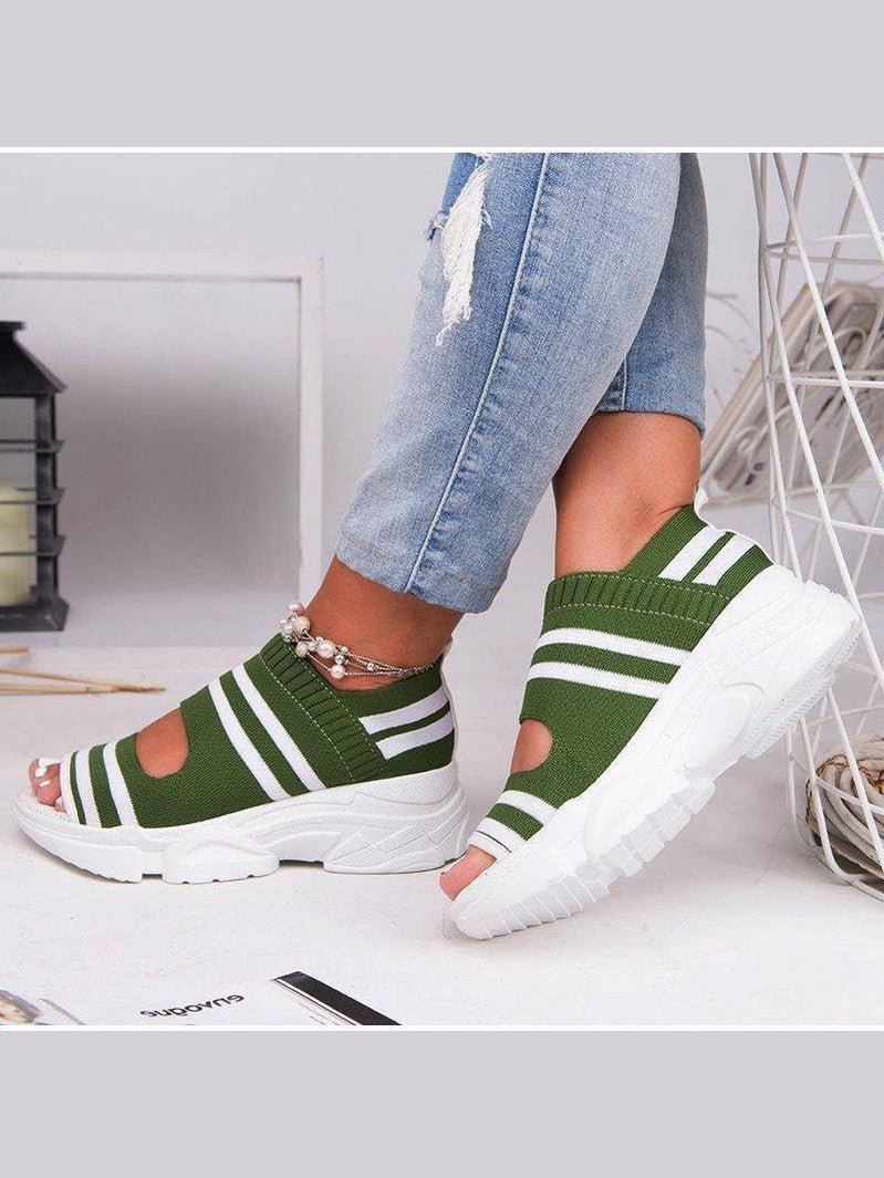 Sport Women's Comfortable Footwear Summer Platform Sandals Shoes Female Slip On Peep Toe Knitted Footwear Summer Sandals Women Shoes Female Slip On Elegant Sneakers - Courbe et Compagnie