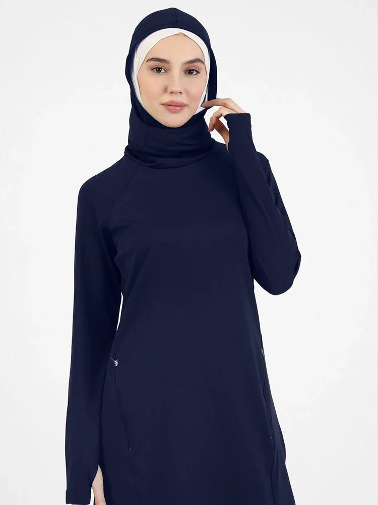 Sporty Muslim Sportswear Women Set Plain Islamic Pants Tops（contain Hijab) - Courbe et Compagnie