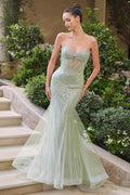 Starburst Beaded Mermaid Gown With Tulle Skirt - Courbe et Compagnie