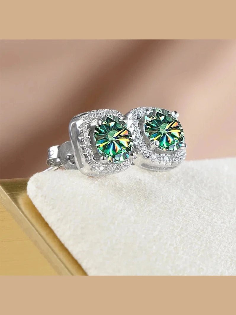 Sterling Silver 3-Piece Moissanite Jewelry Set 1ct Necklace Ring Earrings - Courbe et Compagnie