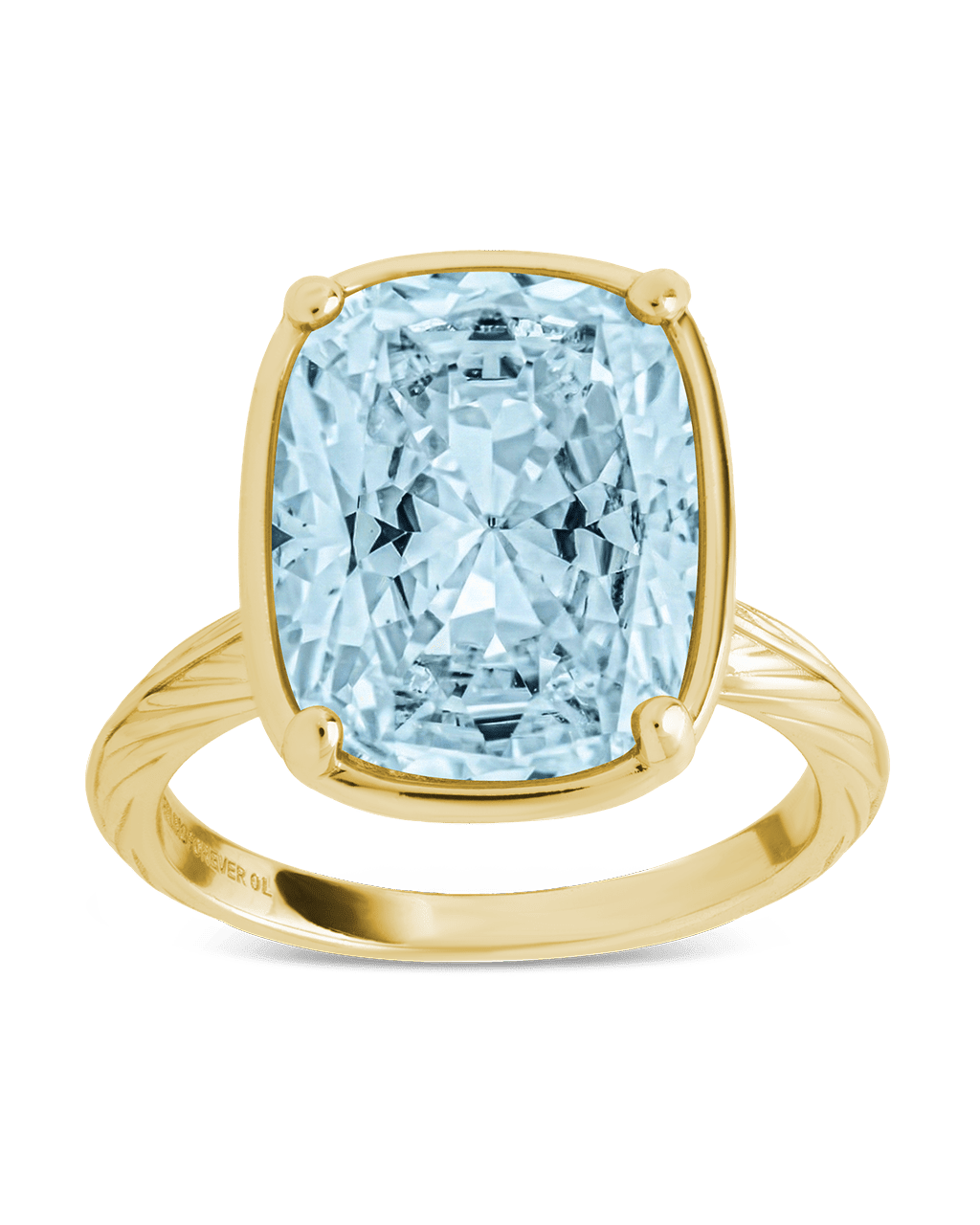Sterling Silver Elongated Cushion Aquamarine CZ Cocktail Ring - Courbe et Compagnie
