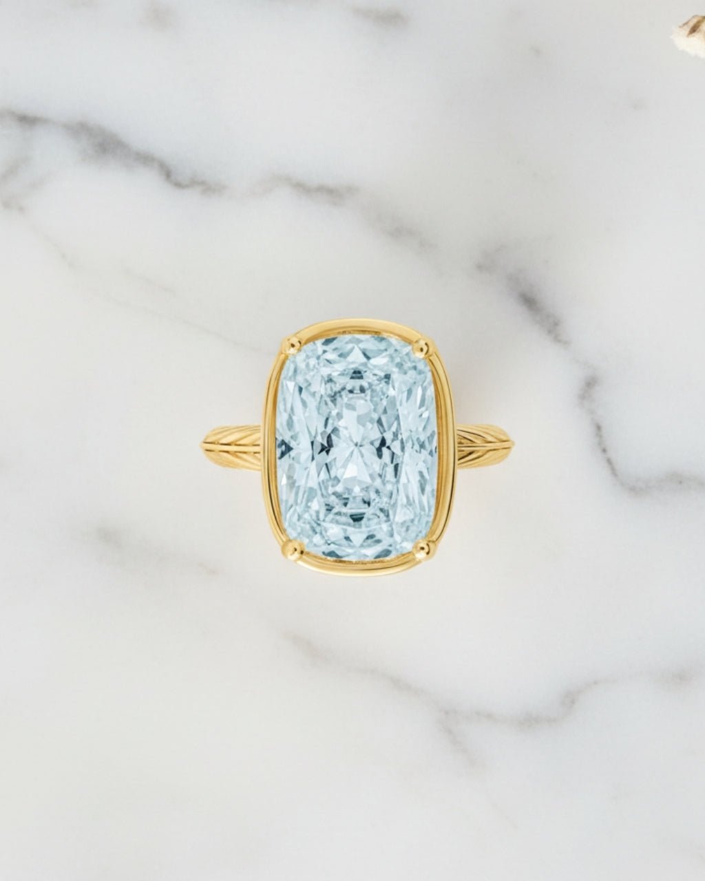 Sterling Silver Elongated Cushion Aquamarine CZ Cocktail Ring - Courbe et Compagnie