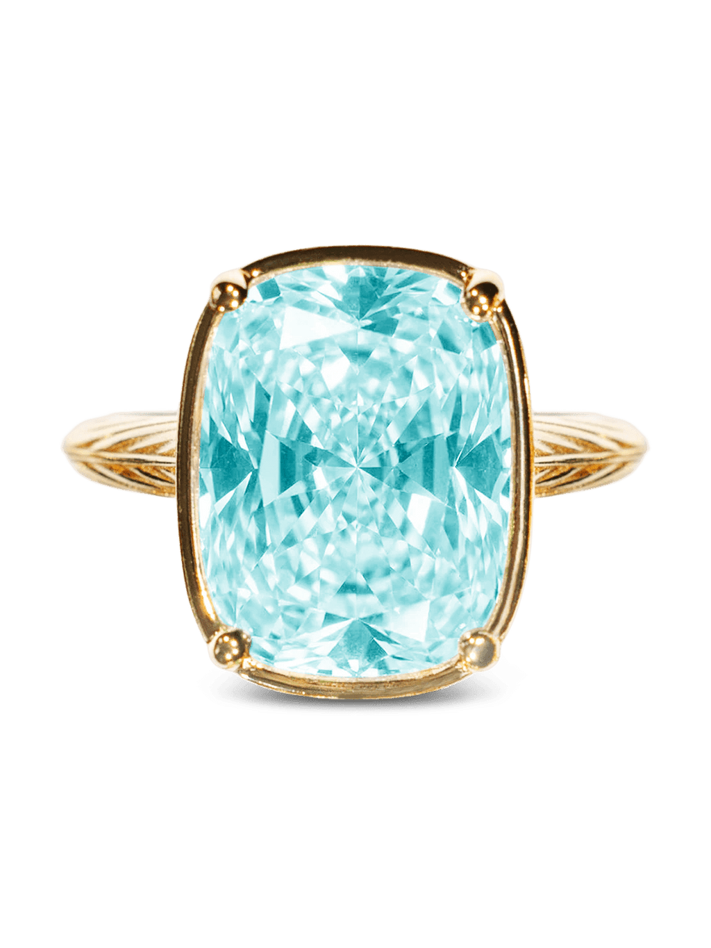 Sterling Silver Elongated Cushion Aquamarine CZ Cocktail Ring - Courbe et Compagnie