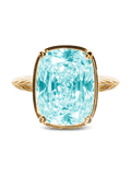 Sterling Silver Elongated Cushion Aquamarine CZ Cocktail Ring - Courbe et Compagnie