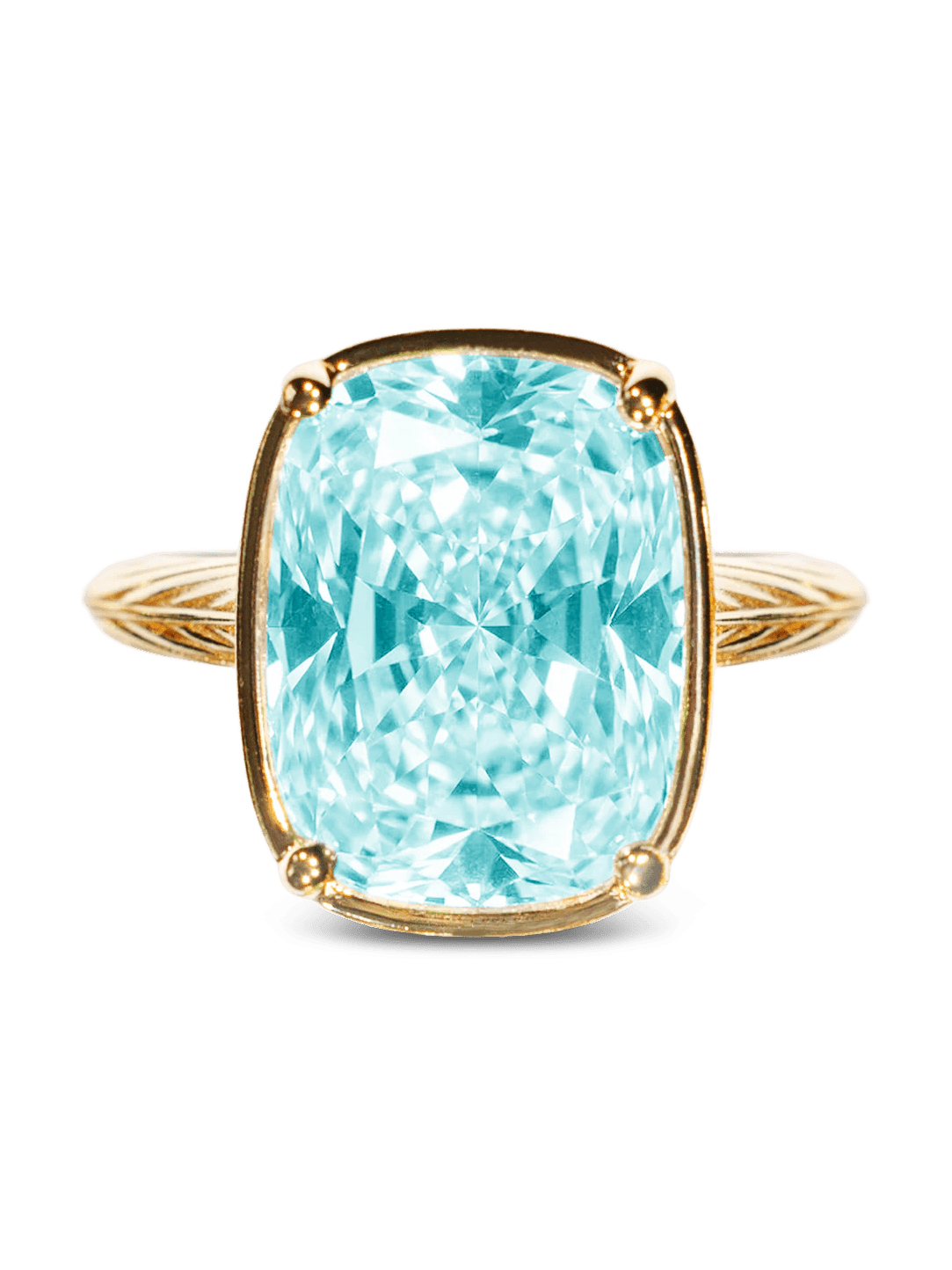 Sterling Silver Elongated Cushion Aquamarine CZ Cocktail Ring - Courbe et Compagnie
