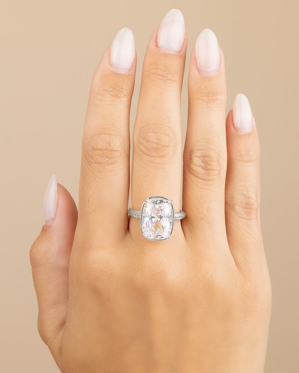 Sterling Silver Elongated Cushion Cocktail Ring - Courbe et Compagnie