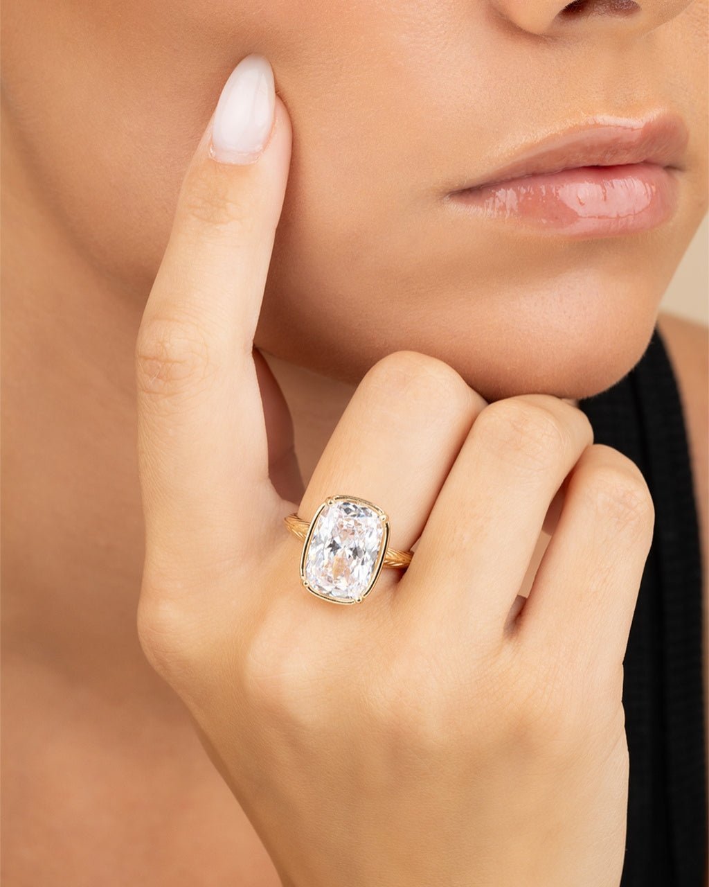 Sterling Silver Elongated Cushion Cocktail Ring - Courbe et Compagnie
