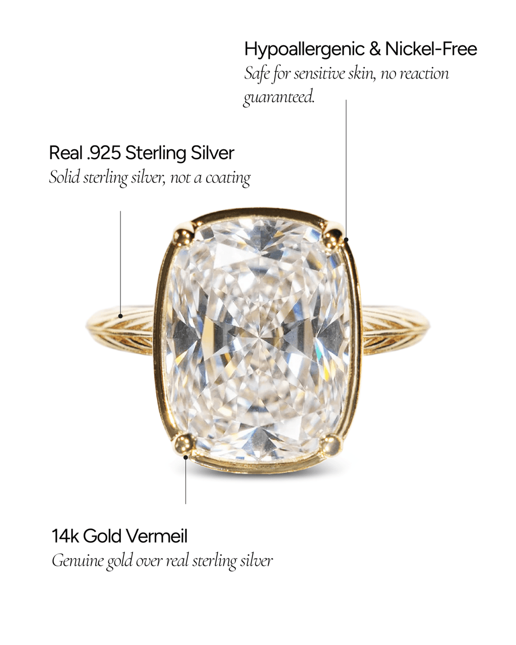 Sterling Silver Elongated Cushion Cocktail Ring - Courbe et Compagnie