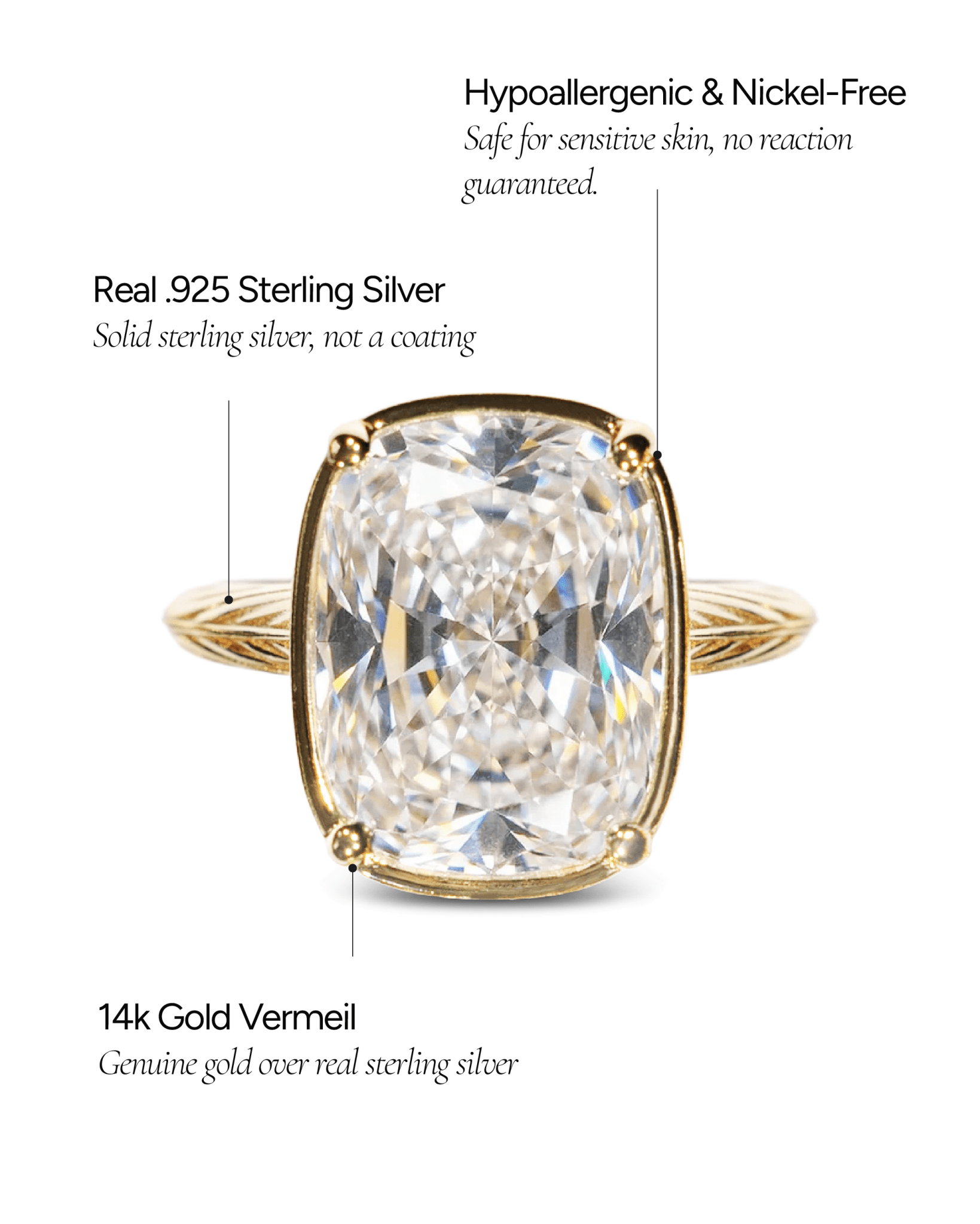 Sterling Silver Elongated Cushion Cocktail Ring - Courbe et Compagnie