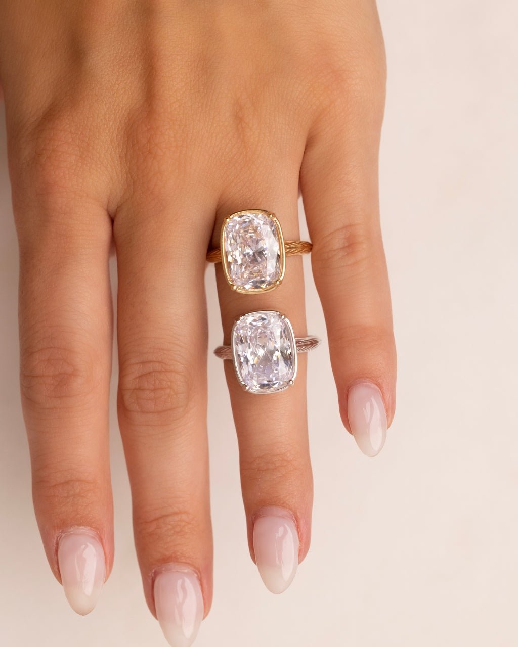 Sterling Silver Elongated Cushion Cocktail Ring - Courbe et Compagnie