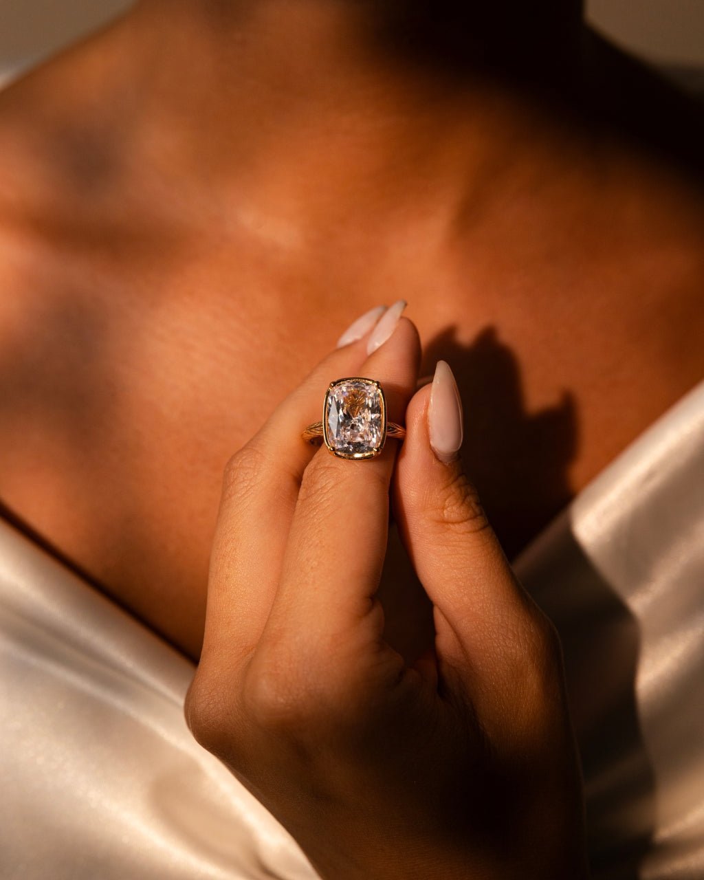 Sterling Silver Elongated Cushion Cocktail Ring - Courbe et Compagnie