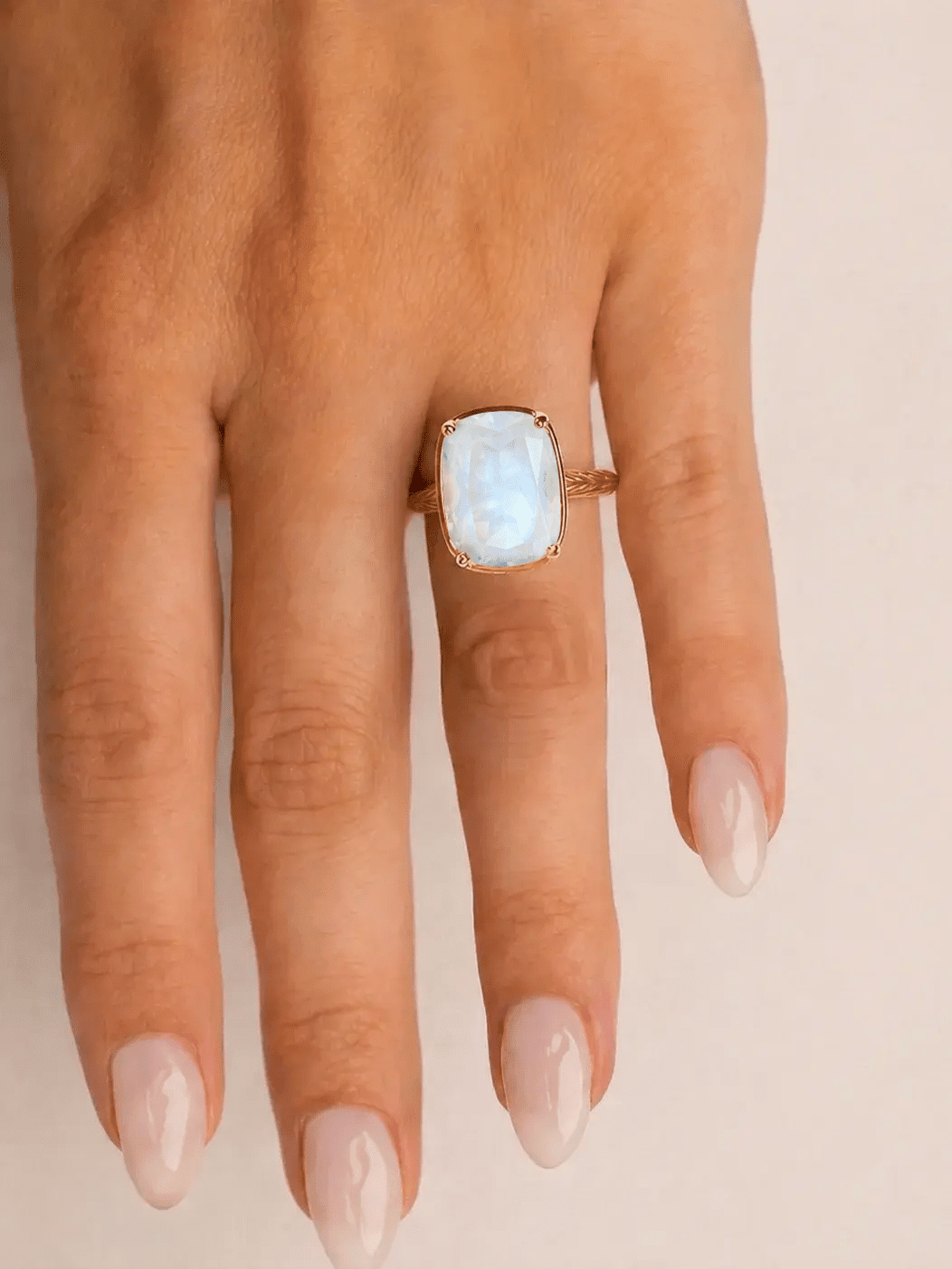 Sterling Silver Elongated Cushion Moonstone Cocktail Ring - Courbe et Compagnie