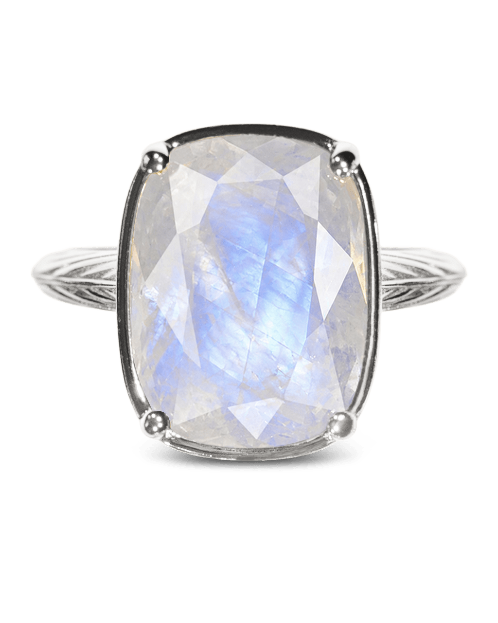 Sterling Silver Elongated Cushion Moonstone Cocktail Ring - Courbe et Compagnie