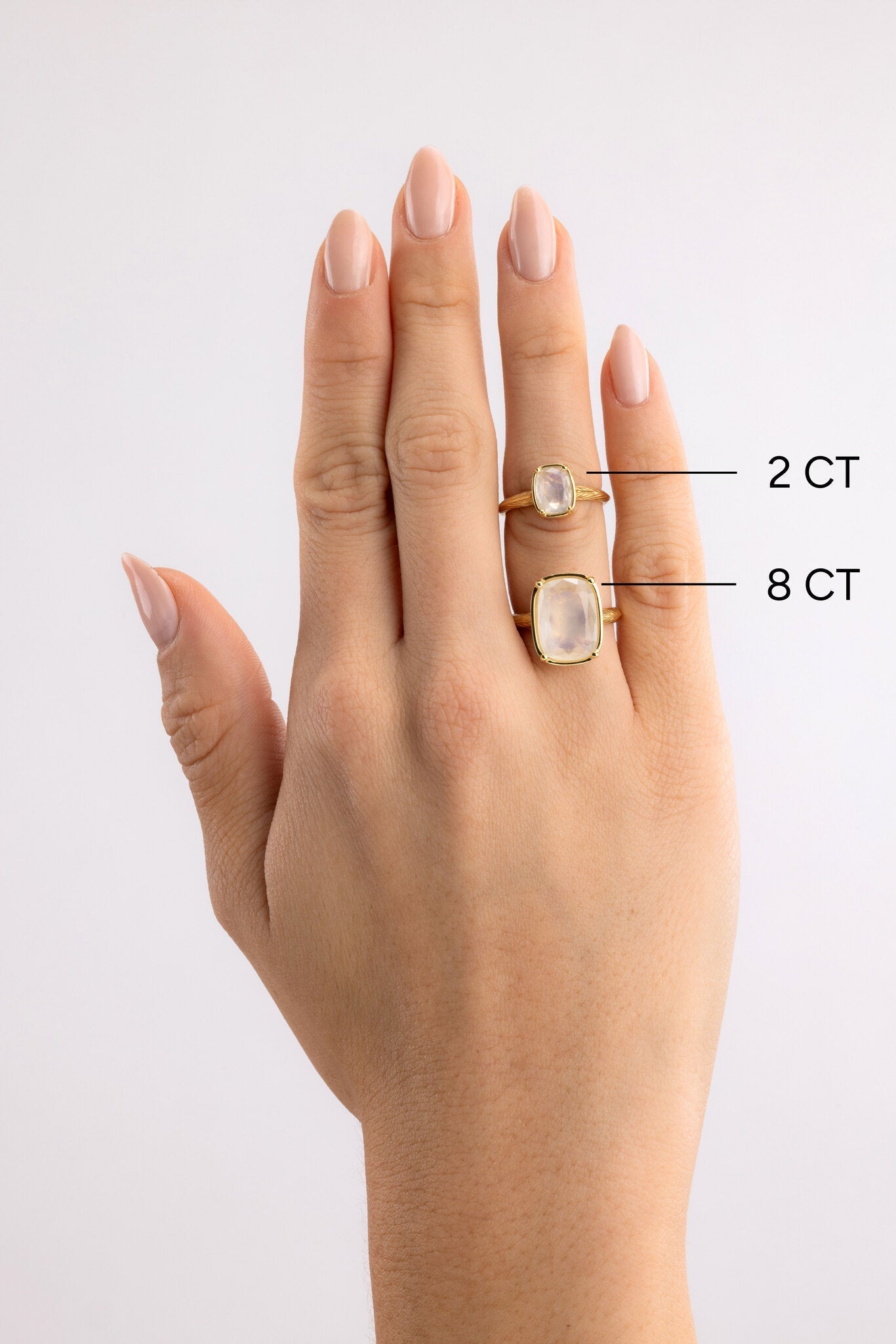 Sterling Silver Elongated Cushion Moonstone Cocktail Ring - Courbe et Compagnie