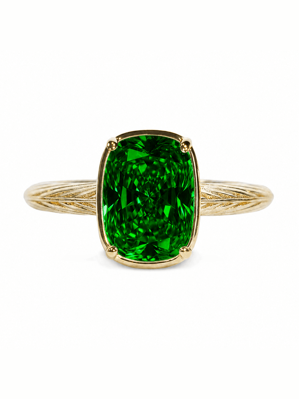 Sterling Silver Mini Emerald Elongated Cushion Ring - Courbe et Compagnie