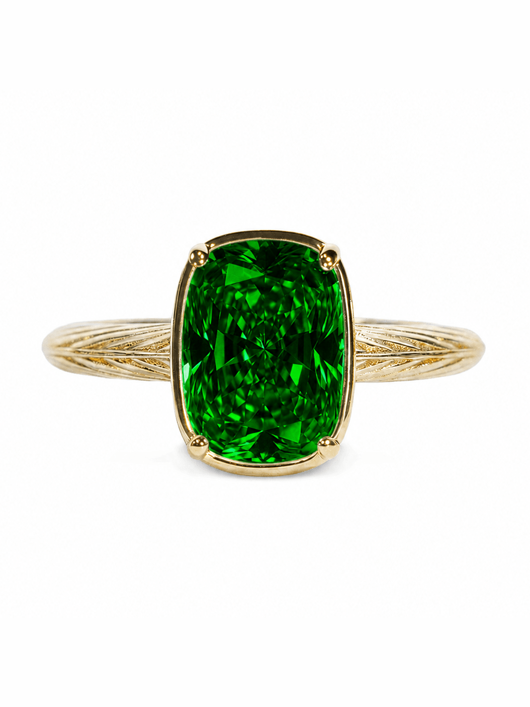 Sterling Silver Mini Emerald Elongated Cushion Ring - Courbe et Compagnie